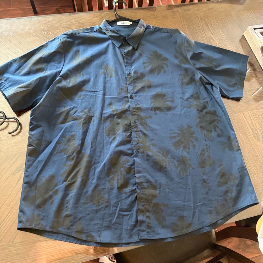 Men's Blue Palm Print Shirt